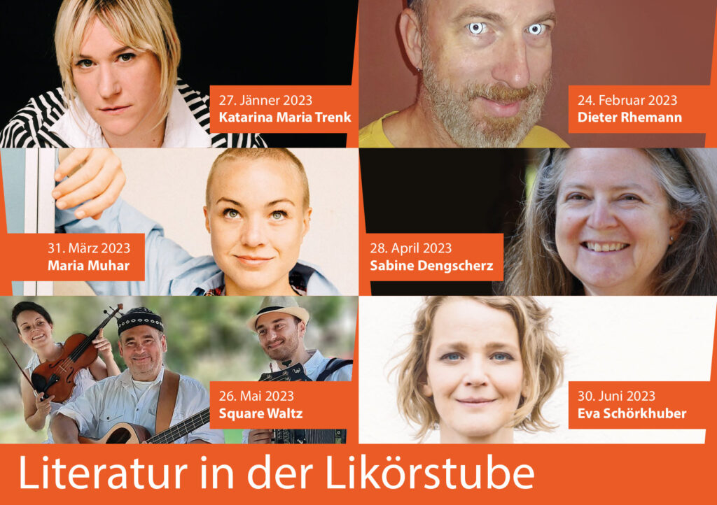 Bei "Literatur in der Likörstube" beim Branntweiner in 1210 Floridsdorf traten folgende Künstler*innen auf: Katarina Maria Trenk, Dieter Rhemann, Maria Muhar, Sabine Dengscherz, Square Waltz und Eva Schörkhuber