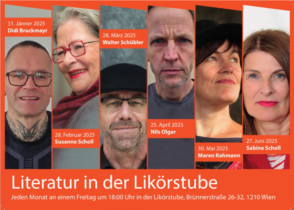 Programm für Literatur in der Likörstube für das Frühjahr 2025